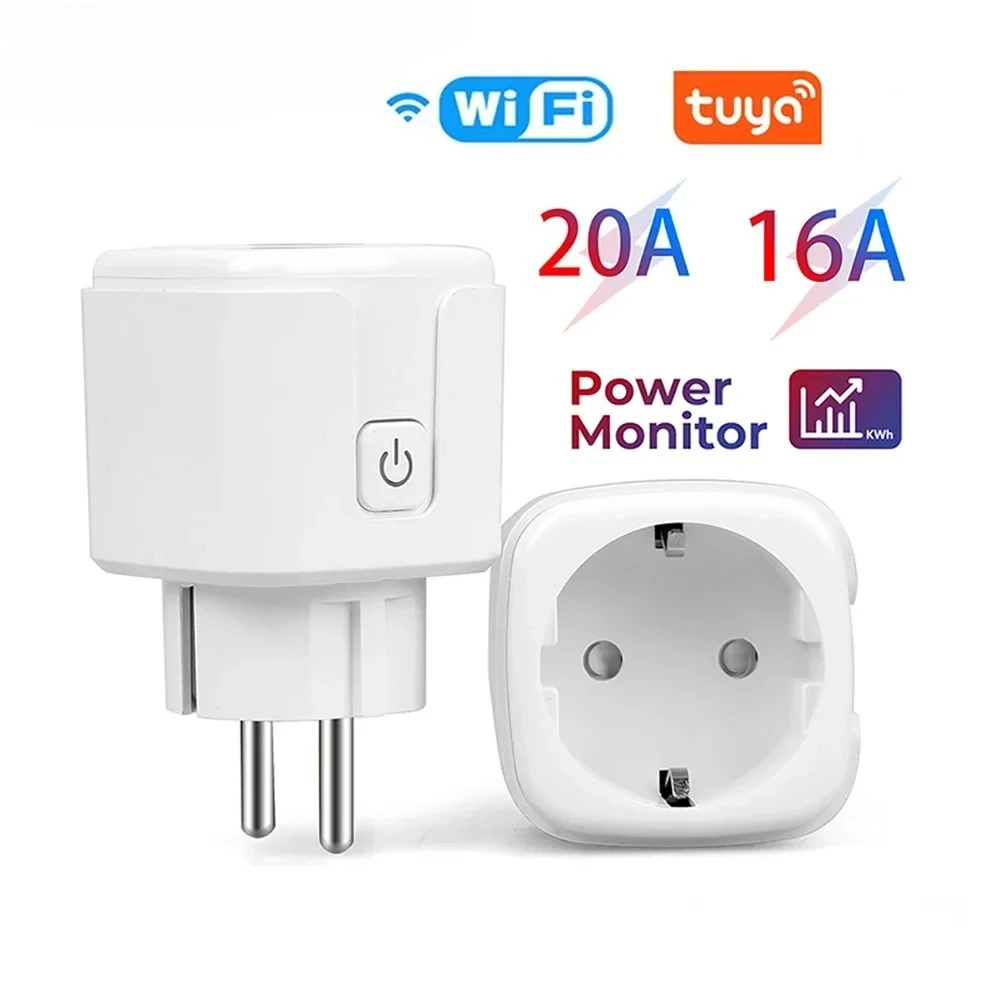 16A/20A WiFi Smart Socket AC100-240V EU Smart Outlets With Power Monitor Timing Voice Control Work Whit Alexa Google Home Alice