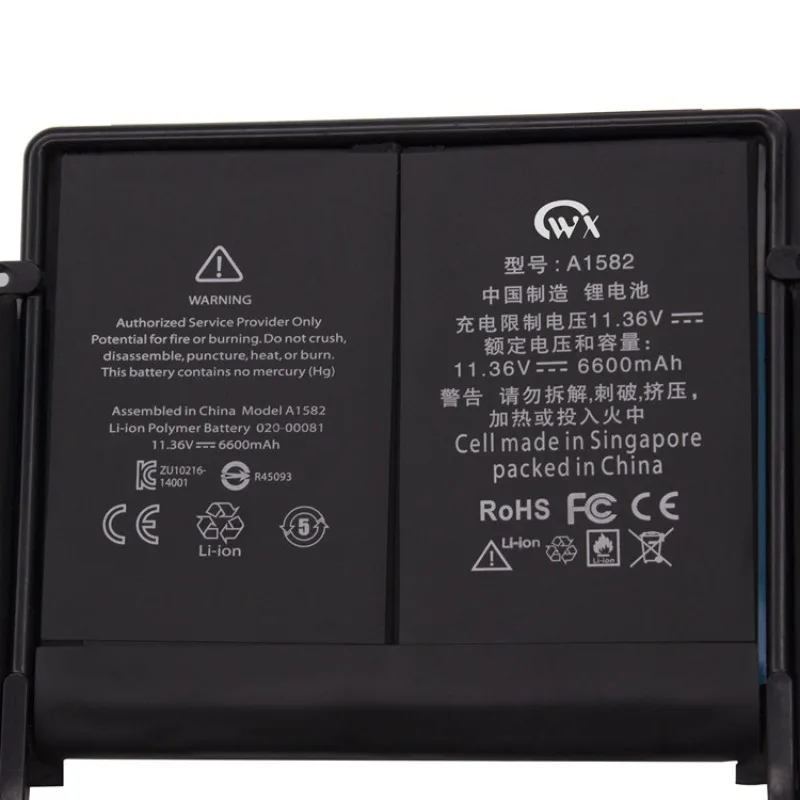 بطارية كمبيوتر محمول 11.42 فولت 6600 مللي أمبير في الساعة A1582 لأجهزة Apple Macbook Pro 13 "A1502 2013 2014 2015 بديلة ضمان لمدة 12 شهرًا #4