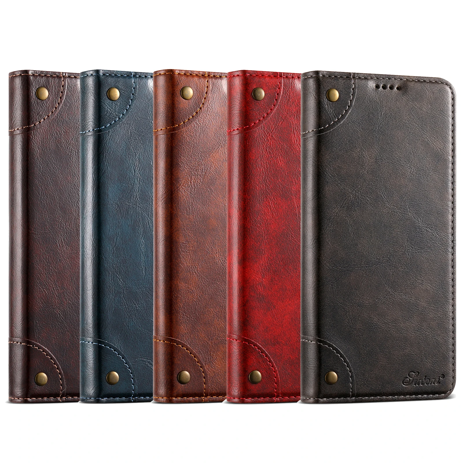 SUTENI-funda de teléfono de piel sintética con tarjetero, billetera con soporte, funda con tapa magnética para Galaxy S26 Ultra S25 Plus S24 S23 S22