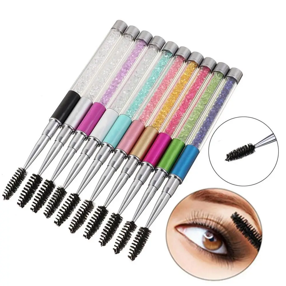 1 PC Hot Rhinestone Handle Lash Curling Eyelash Brushes Mascara Applicator Wands Eyebrow Comb Makeup Tool