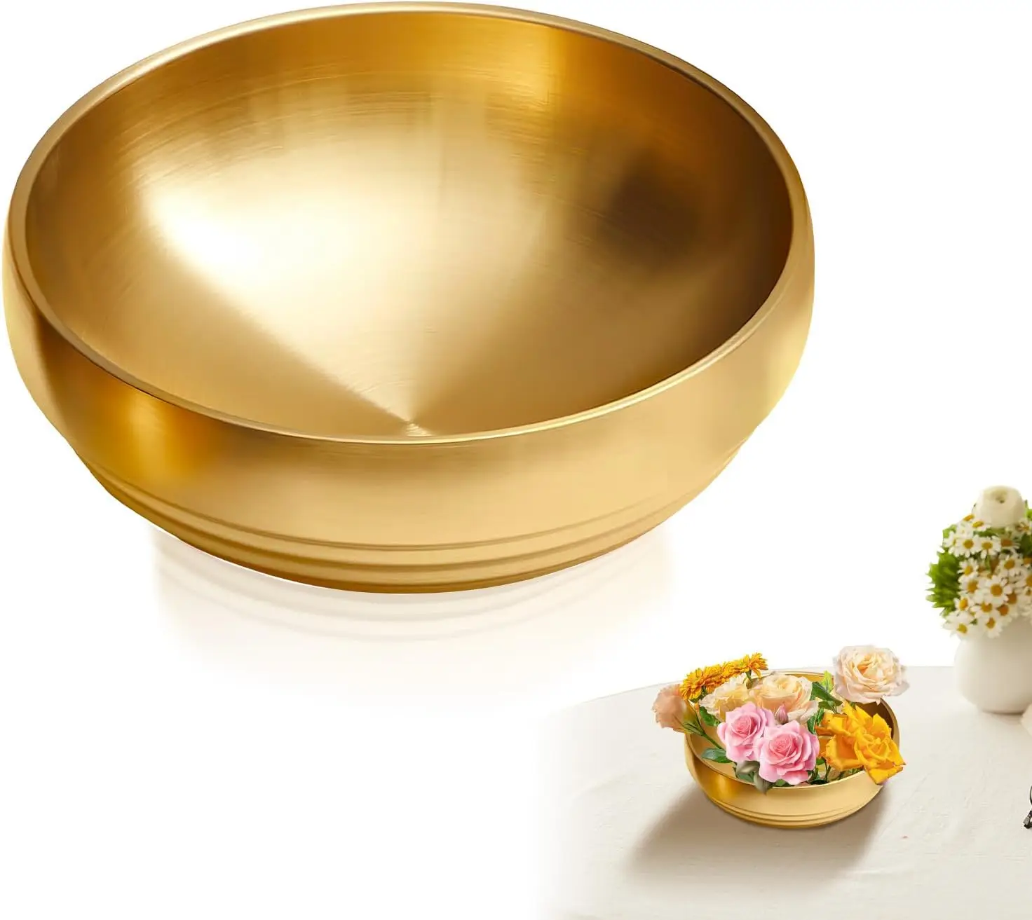 Stainless Steel Gold Decorative Bowl, 7.2'' Metal Key Holder Bowl for Entryway Table, Home Decor Modern Key Dish for kitchen