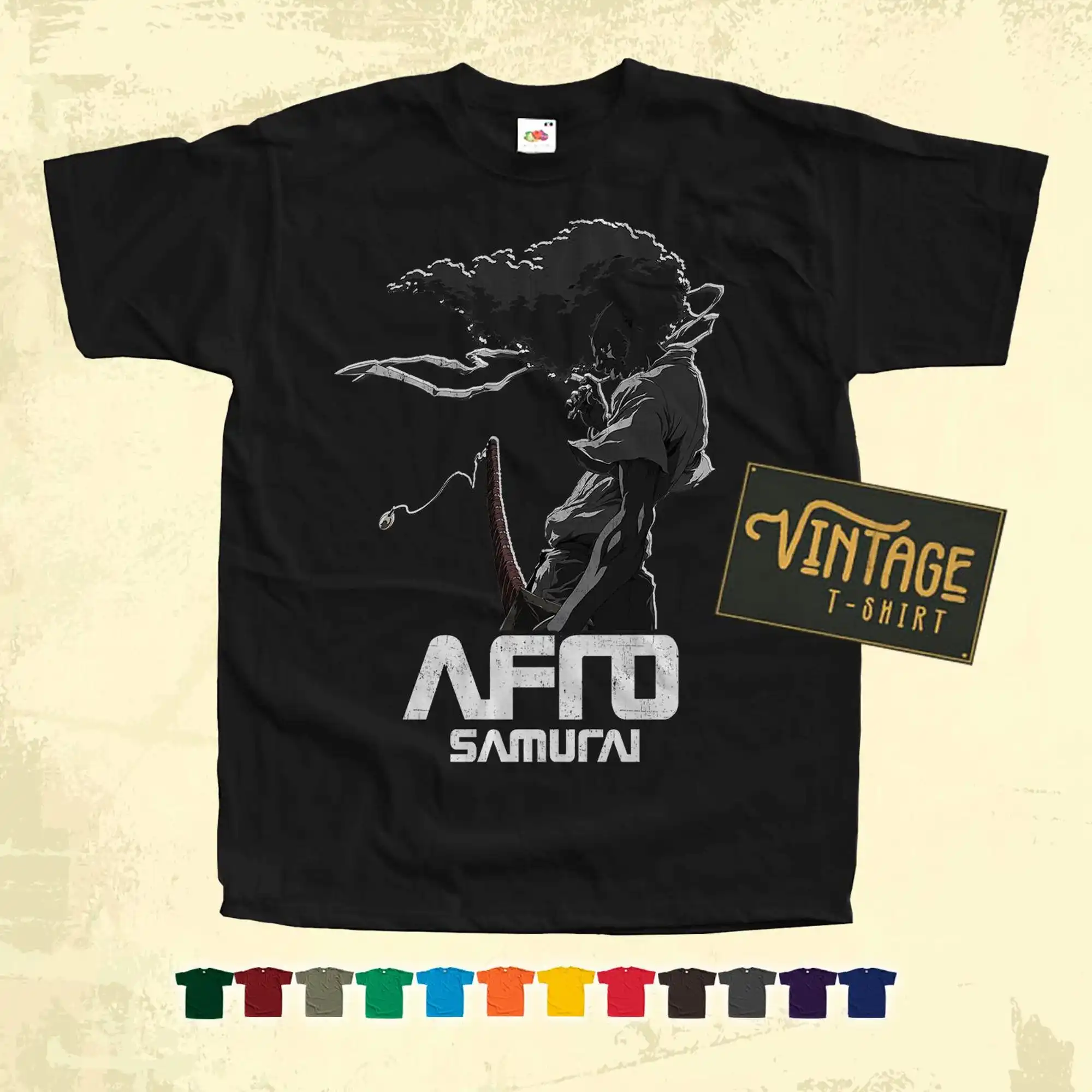 AFRO SAMURAI V1 Black T SHIRT Vintage Tee Cotto Grunge Movie Poster 15 Colors Sizes S-5XL