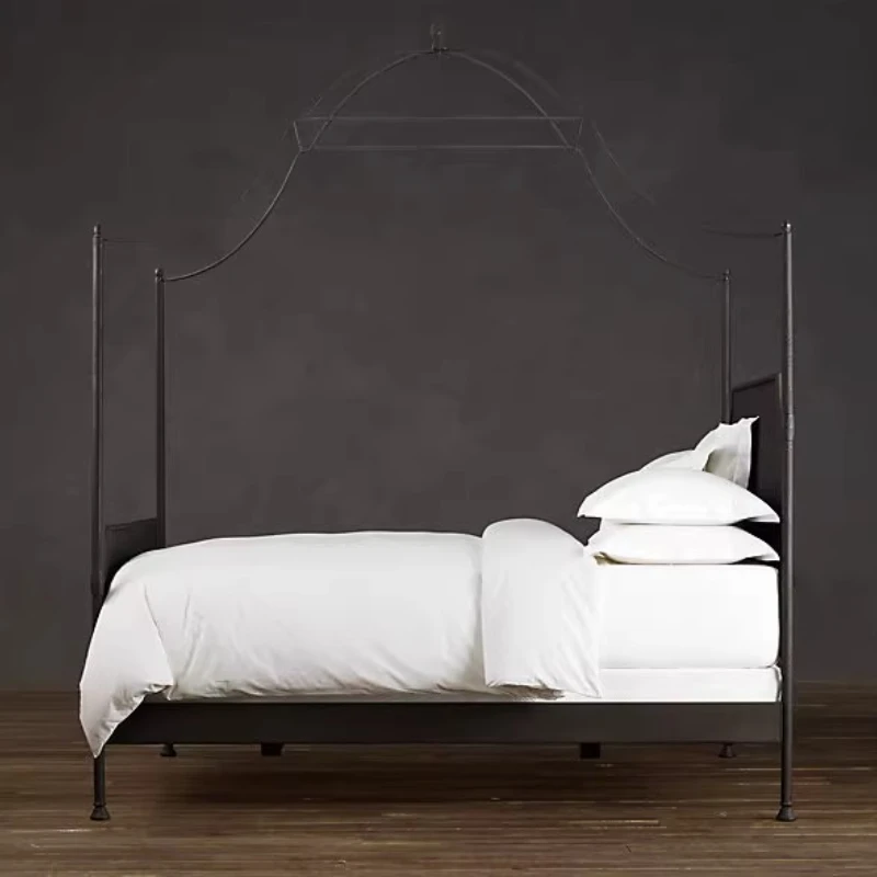 Double Create Vintage Bed European Metal Hotel Confortable Fashionable Bed Frame Master Bedroom Nordic Muebles Nordic Furniture