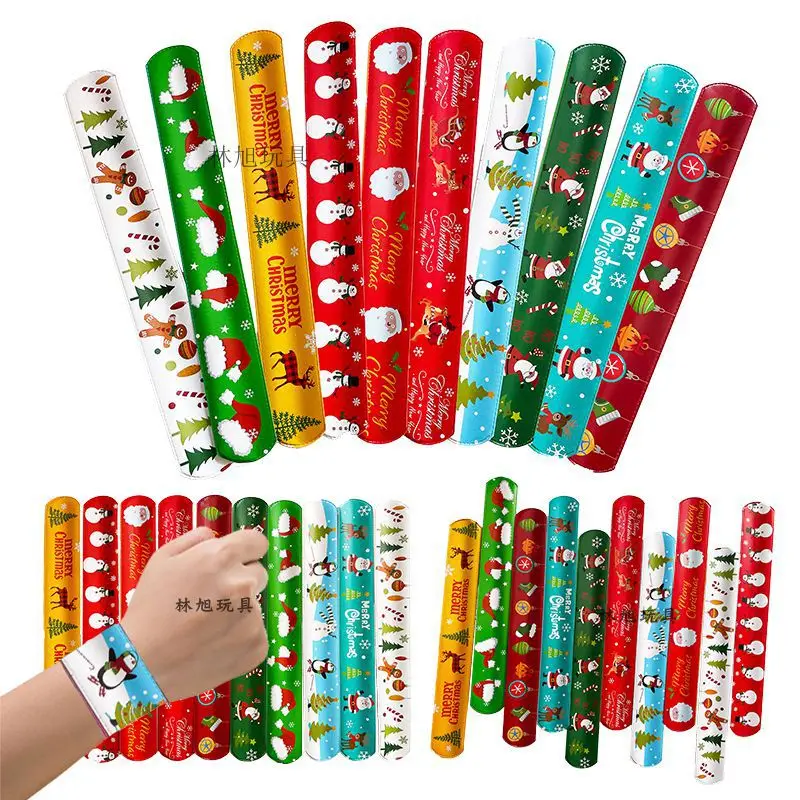 

100pcs Festival Party Atmosphere Bracelet PVC Christmas Themed Bracelet Christmas Family Gathering Party Wrist Decoration