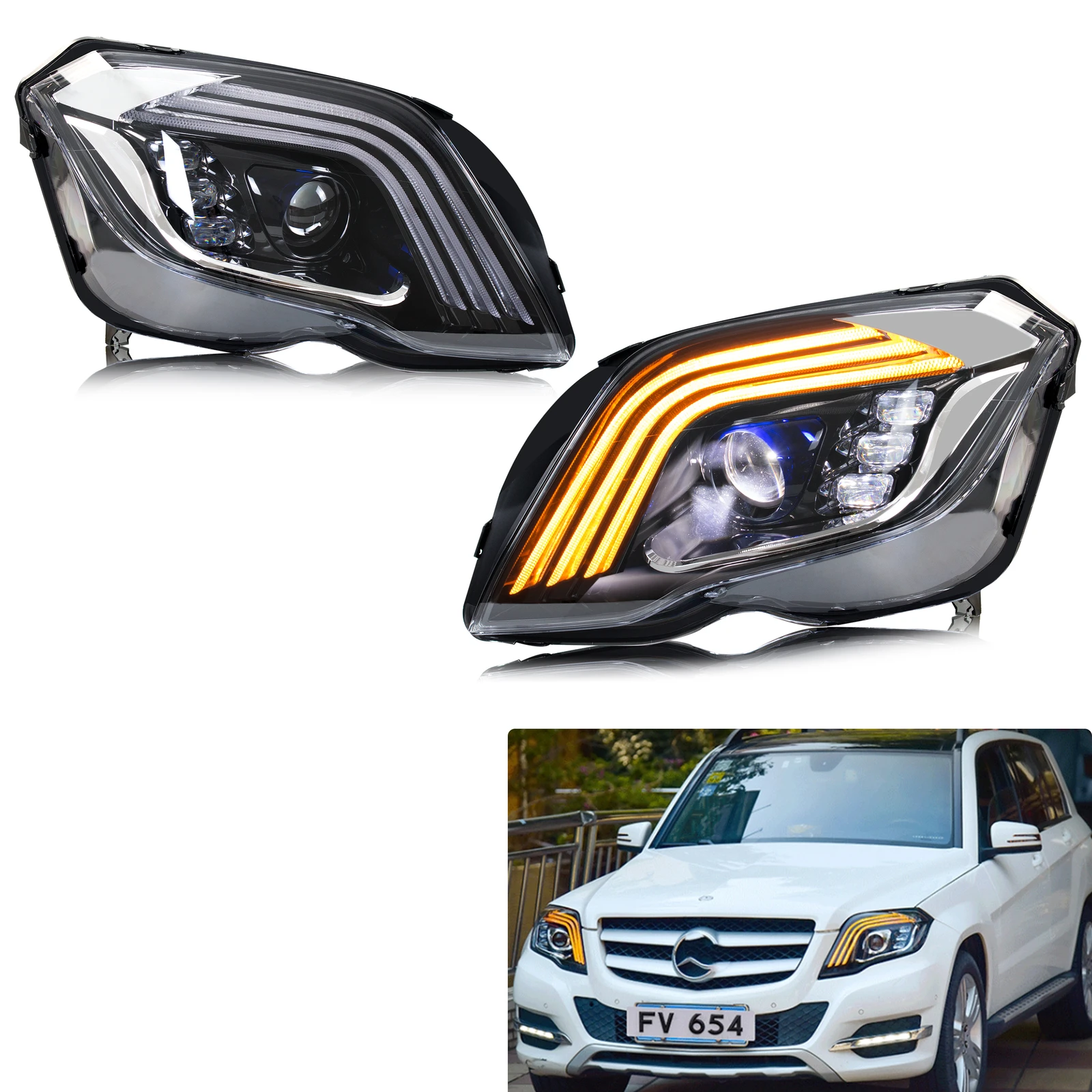 

LED Headlights for Mercedes Benz GLK350 GLK250 GLK300 X204 2013-2015 Projector DRL Front Lamps Assembly [Not Fit 2010-2012]