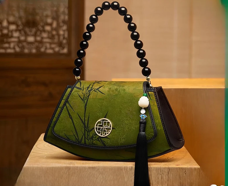 Chinese Style Non-Heritage Xiangyun Yarn Women's Bag Cheongsam Middle-Aged Women's Shoulder Messenger Handbag