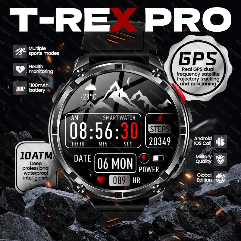 

Новые оригинальные мужские умные часы с аккумулятором 1100 мАч, GPS, водонепроницаемые (10ATM), с функцией Bluetooth-звонков, спортивные смарт-часы для телефонов Android и IOS