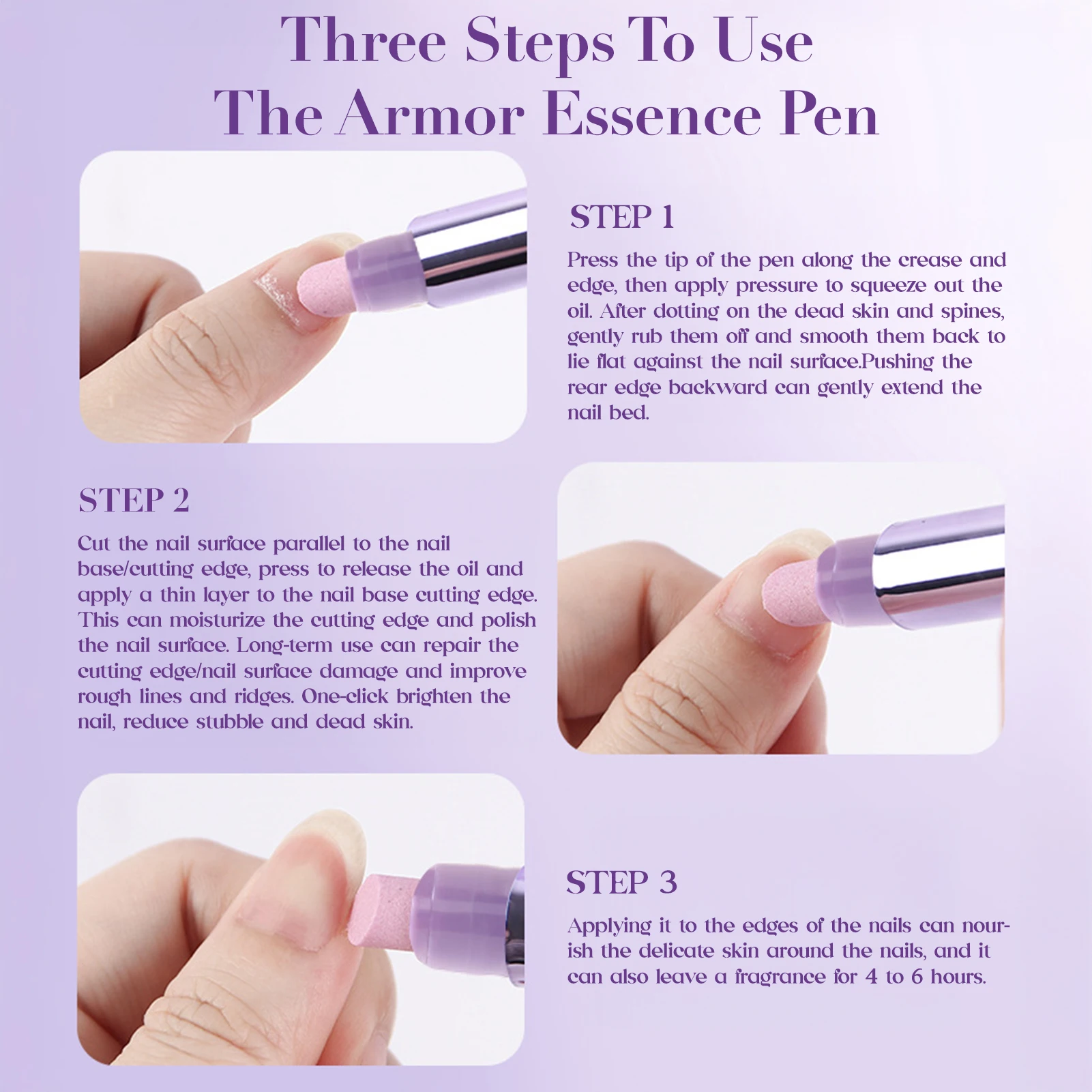 Caneta de essência para reparo de unhas 3 em 1, 3.5ml, caneta de óleo para cutícula, tratamento anti-quebra para unhas secas e quebradiços, protetor noturno de unhas