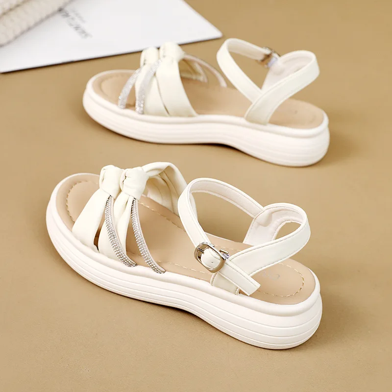 2024 New Fashion Women's Sandals Open Toe Cross Strap Summer Comfortable Thick Sole Temperament Buckle Design Women's Shoes