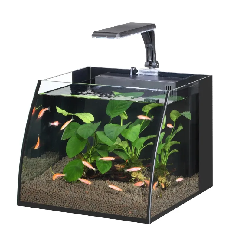 

Nano aquarium mini fish tank ultra-transparent glass with filter equipment desktop office decoration tank