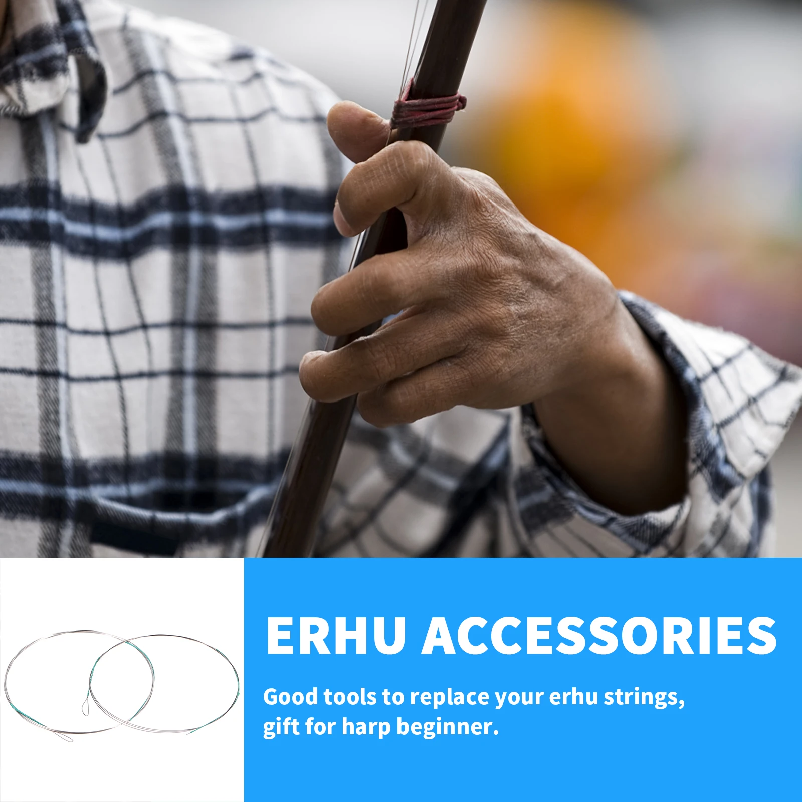 

2 Pcs Erhu String Set Strings Kit Parts The Accessories Durable Metal Sustained Sound