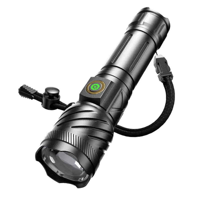 Power Torch LED Multi-Function Emergency Vehicle Safety Hammer Aluminum Alloy White Laser USB Rechargeable Flashlight