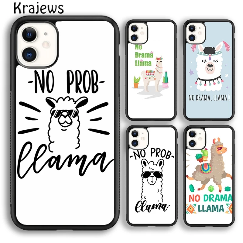 Krajews No Drama Prob Llama Lama Phone Case Cover For iPhone 16 15 14 plus XS XR 11 12 mini 13 pro max coque Fundas