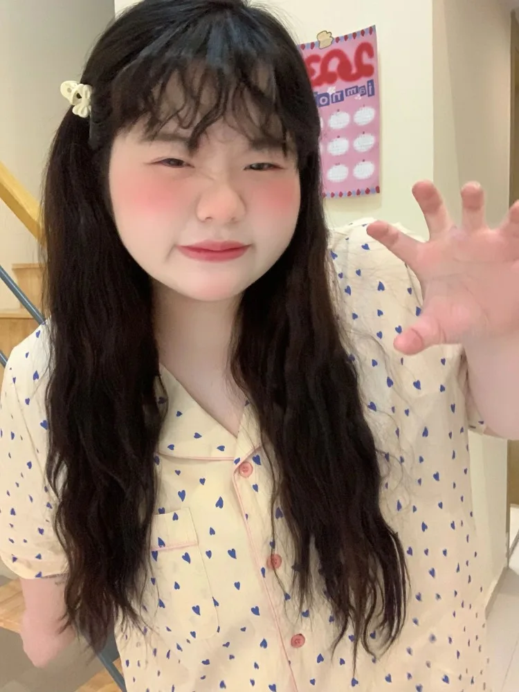 Plus size Chubby Girls Pure Cotton Pajamas Women's 2024 New Summer Short-sleeved Shorts Home Clothes Pure Cotton suit M-5XL