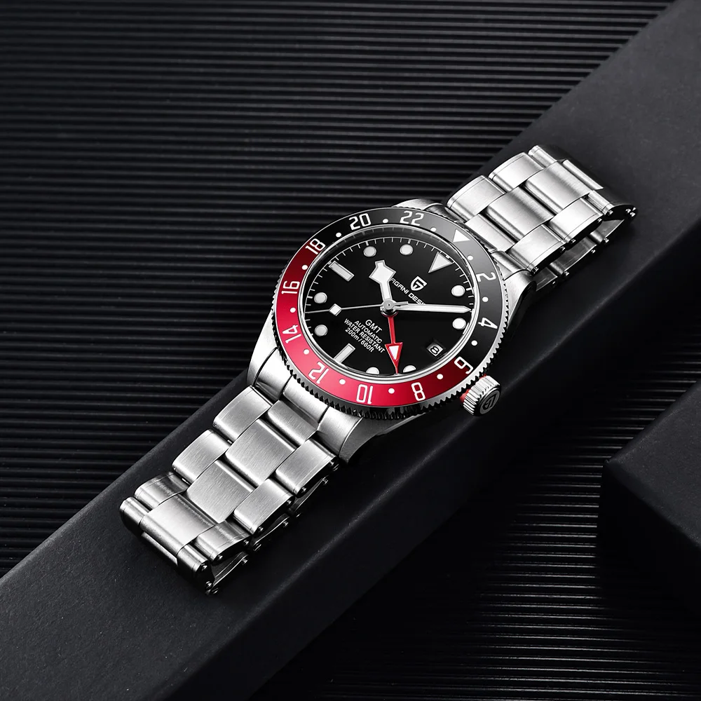2025new باجاني تصميم GMT ساعة رجالي الترفيه ساعة ميكانيكية ساعة أوتوماتيكية للرجال صندوق هدايا رجالي رياضي 20bar الفولاذ المقاوم للصدأ