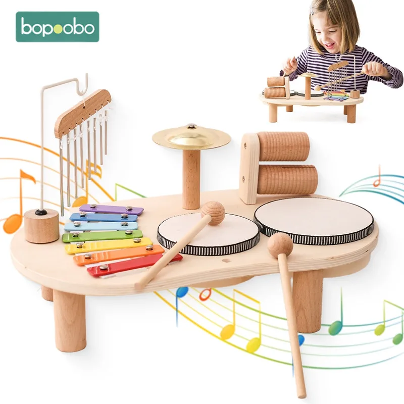 1Set Children Montessori Toys Baby Simulated Musical Instrument Toys Drum Xylophone Musical Instrument Set Kids Birthday Gifts