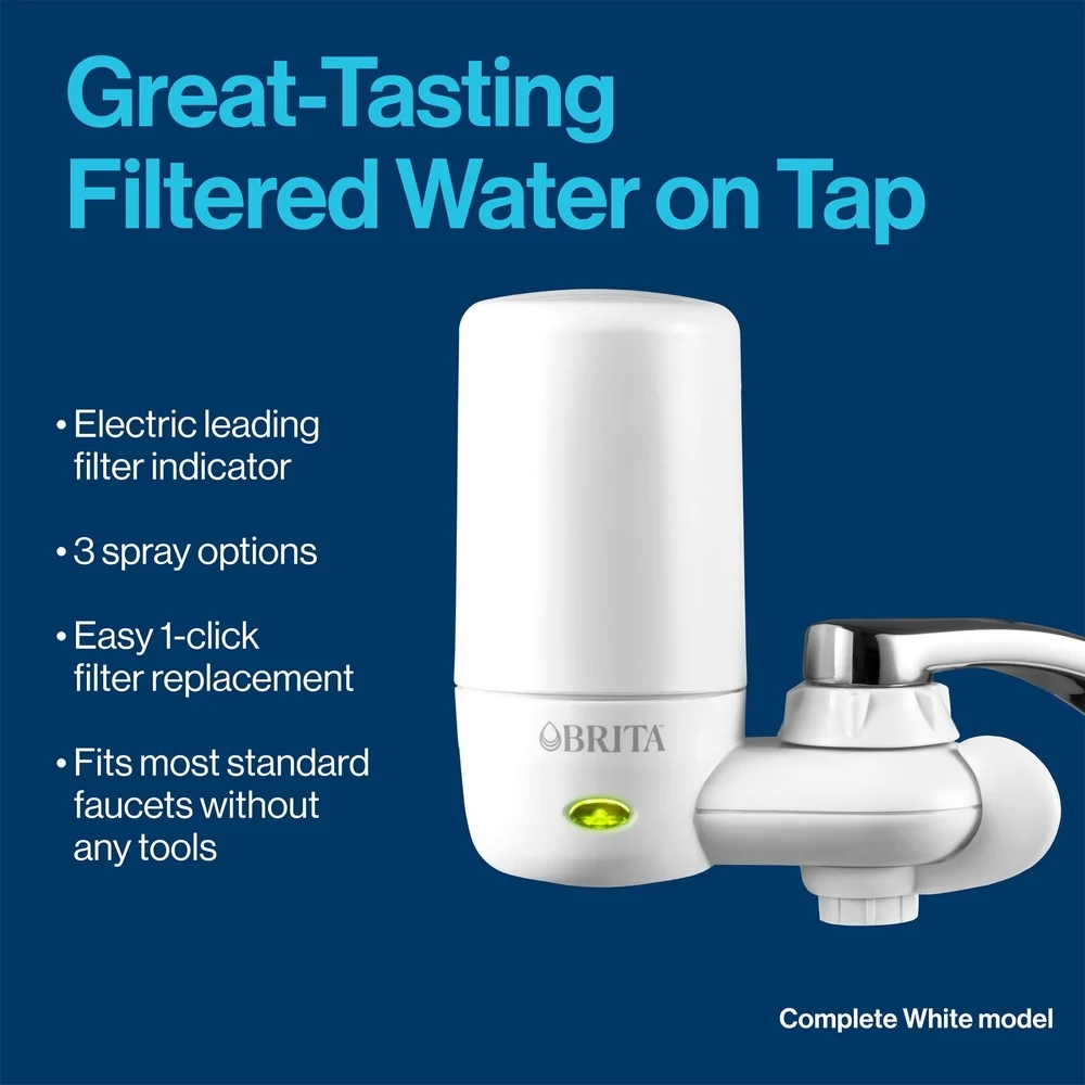 Complete Faucet Mount Water Filter System Reduces Lead Chlorine Asbestos Taste Odor Easy Replacement Indicator Fits Standard