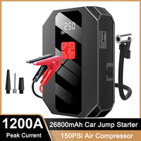 4 In 1 1200A Jump Starter Power Bank 26800mAh 150PSI Air Compressor Tire Pump Portable Charger Car Booster Starting Device