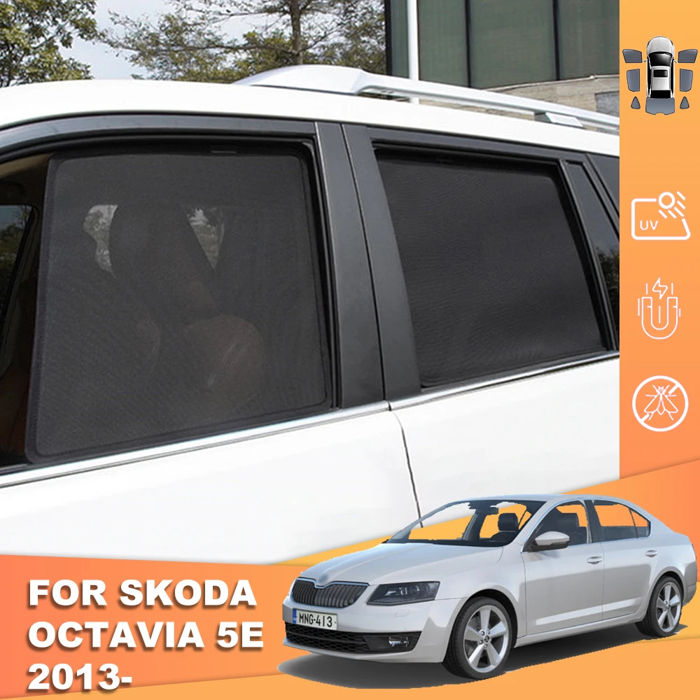 For Skoda Octavia 5E 2012-2019 Magnetic Car Sunshade Visor Front Windshield Curtain Cover Rear Side Baby Window Sun Shade Shield