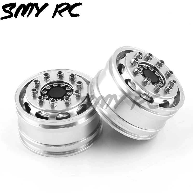 

2Pcs Metal Wheel Complete CNC Front and Rear Wheel Hub for 1/14 Tamiya RC Car Trailer Tractor Truck Car Upgrade Parts