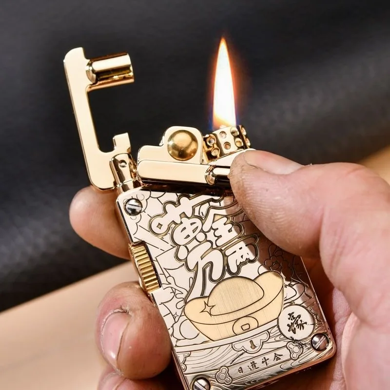 CHIEF Creative Flint Warehouse Retro Windproof Lighter Metal Leather Rocker Kerosene Lighter High-end Smoking Gadget