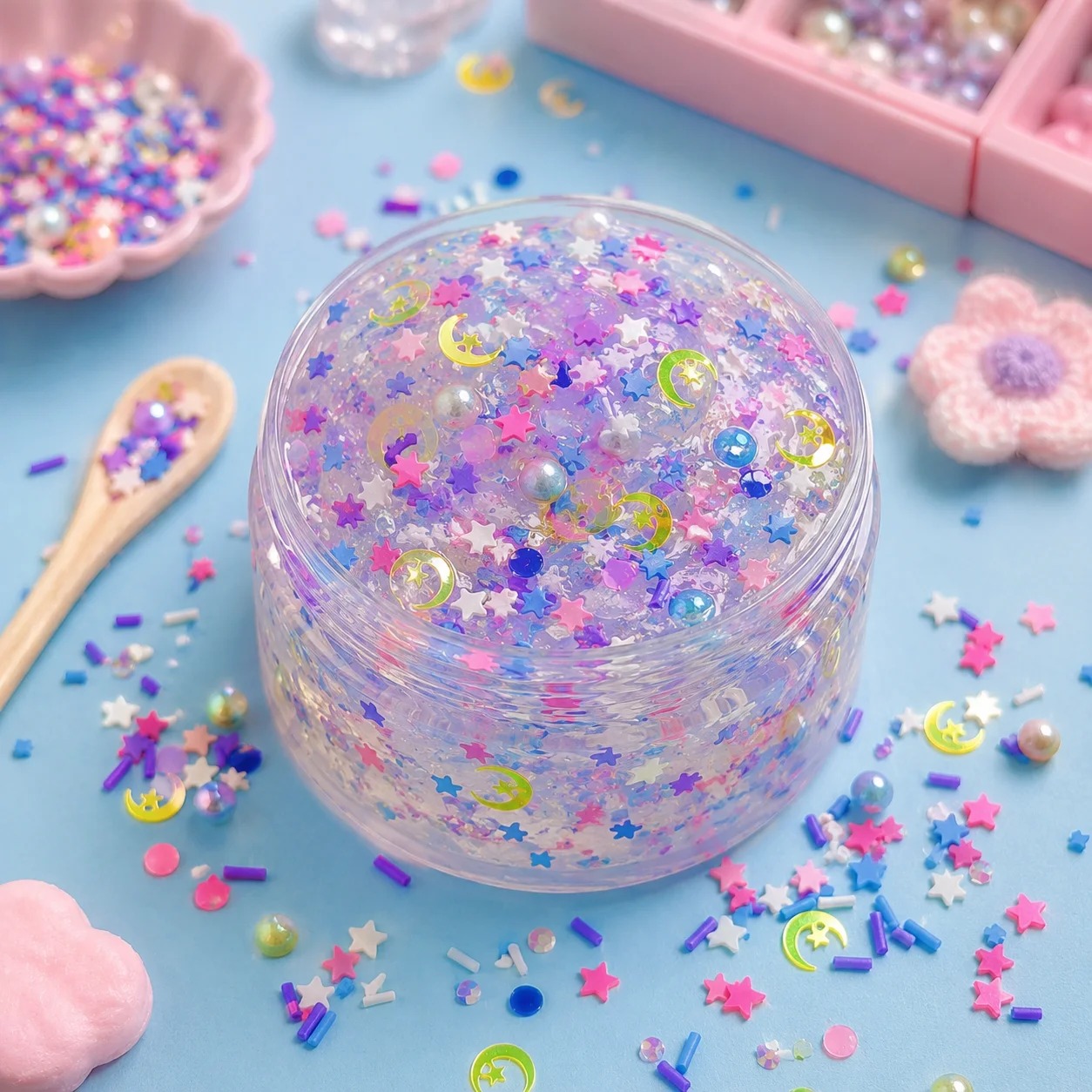 Star Moon Polymer Clay Sprinkles Mix Slime Charms Glitter Confetti Beads DIY Phone Case Nail Art Craft Supplies Wholesale