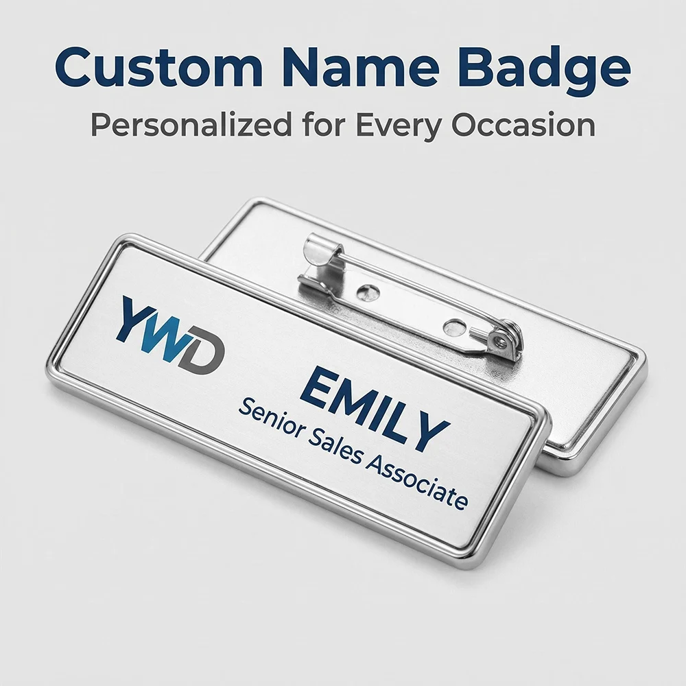 Custom Name Badges Brooch Personalized ID Tags with Name, Title & Logo for Office, School, Hotel, Company, Hospital