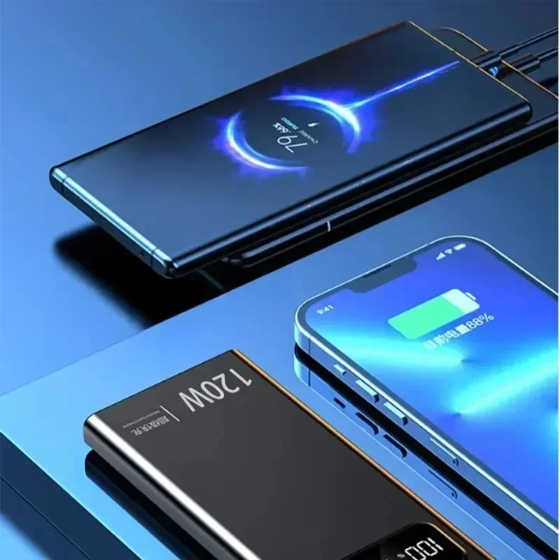 Bank Daya Kapasitas Besar 120W Pengisian Daya Super Cepat 20000 MAh Bank Daya Seluler Portabel untuk Apple Xiaomi Vivo Samsung Xiaomi