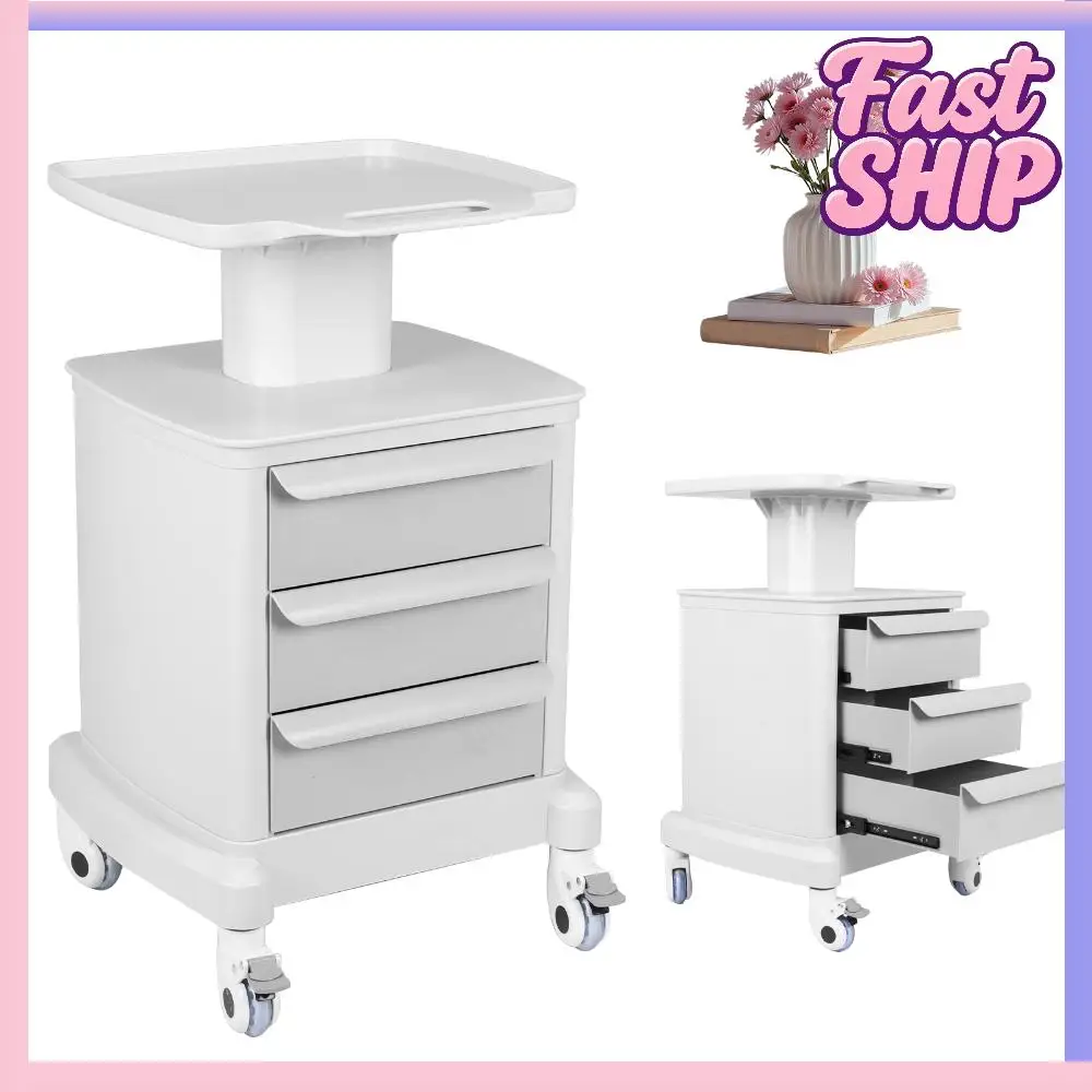 

Mobile Medical Cart with 3 Drawers 4 Wheels Mobile Ultrasound Cart 110 LBS Load for Hospital Clinic Salon Spa Office Bedroom