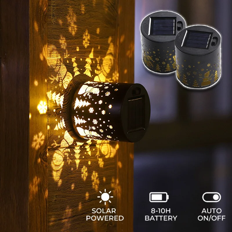 Christmas Solar Snowman projection Wall Light Outdoor Waterproof LED Fence Lamp for Garden Porch Yard Decor Night Lighting