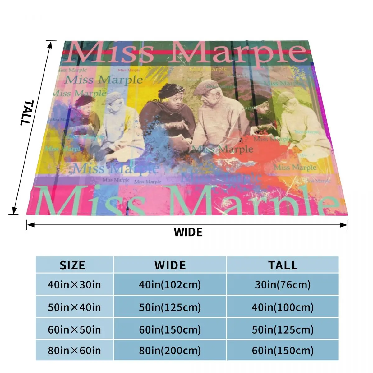 Miss Marple and Mister Stringer, detectives from St Mary Mead Throw Blanket Giant Sofa fluffy Personalized Gift Blankets