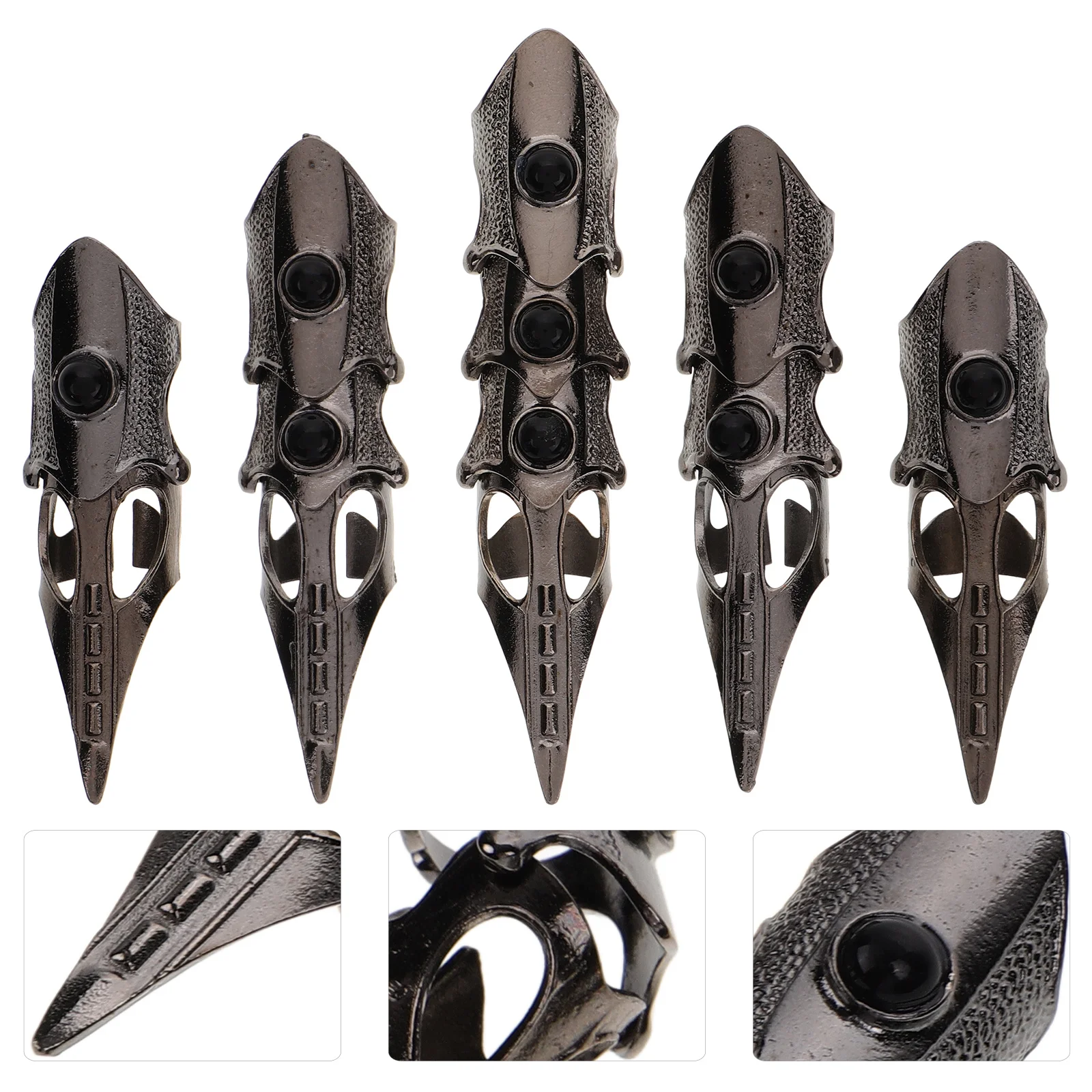 

5pcs Retro Punk Rings Full Finger Joint Ring Men Halloween Hip Hop Cosplay Party Jewelry Props Fashion Statement Ring