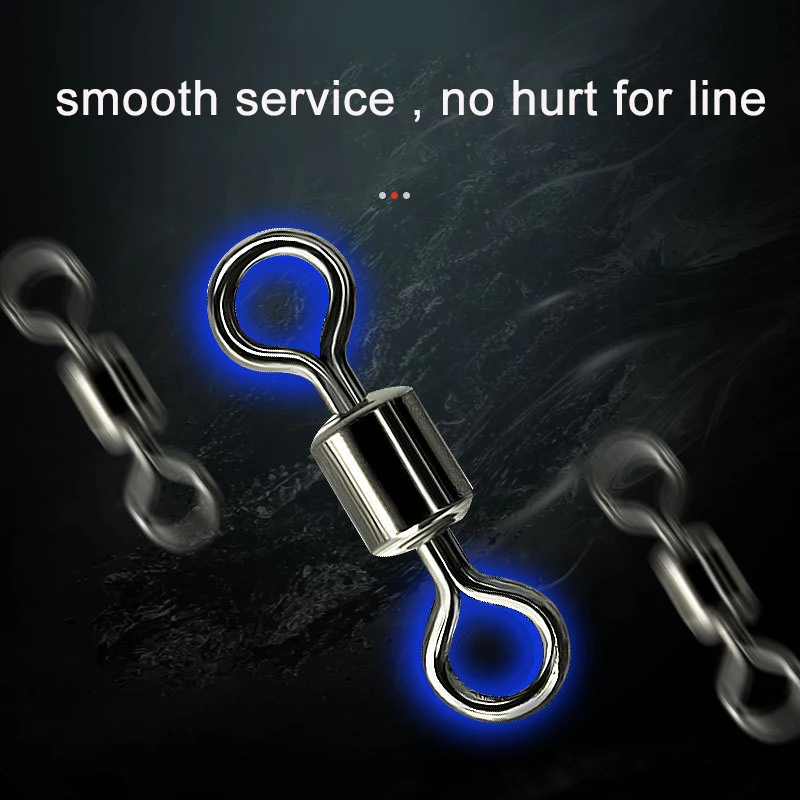 100PCS Fishing Connector Accessories Swivel Fhising Hooks Line Connectors Stainless Steel Fish Tackle