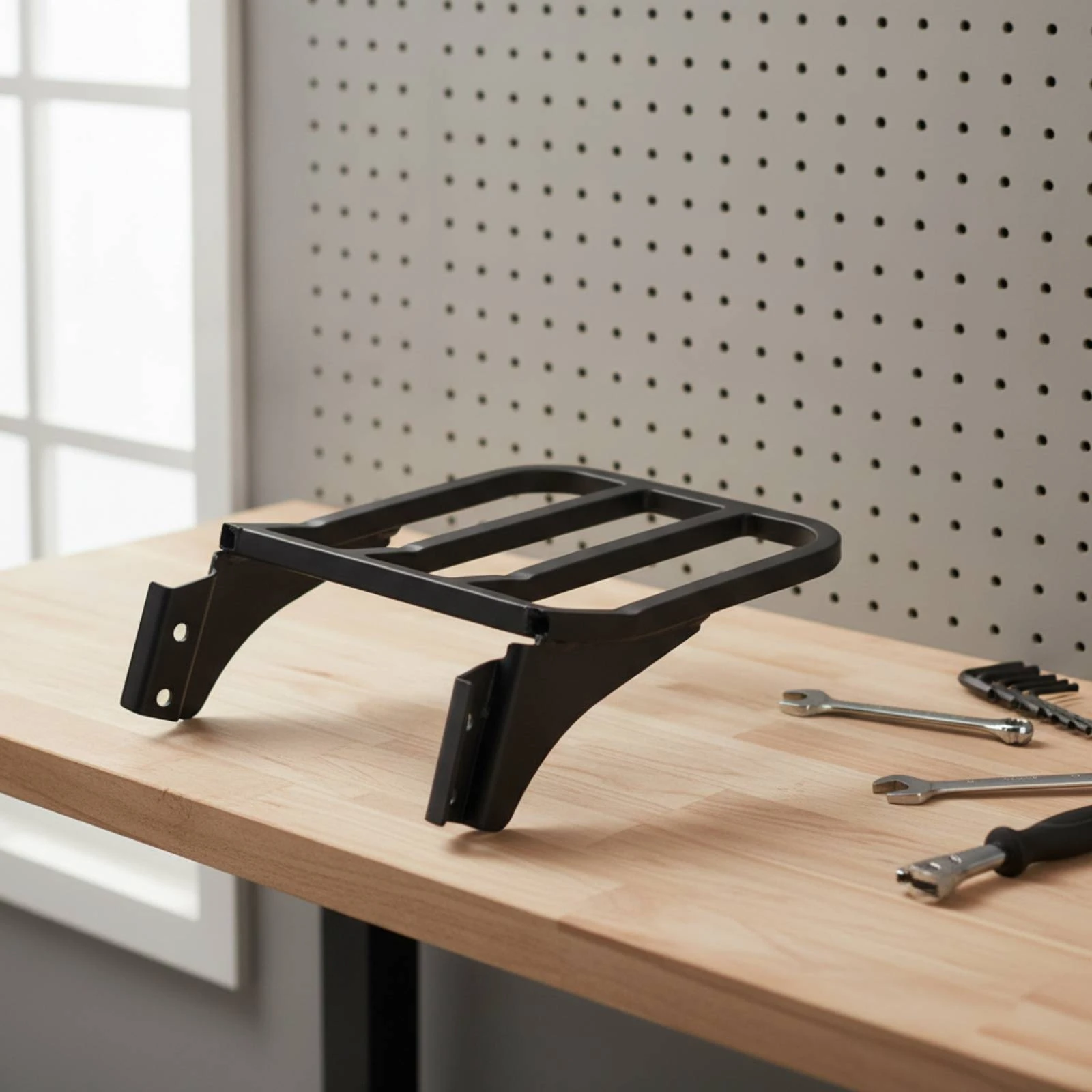 Motorcycle Luggage Rack Black Finish Motorcycle Rear Rack Rear Cargo Carrier Bolt-on for Motorcyclists, Touring, Commuting