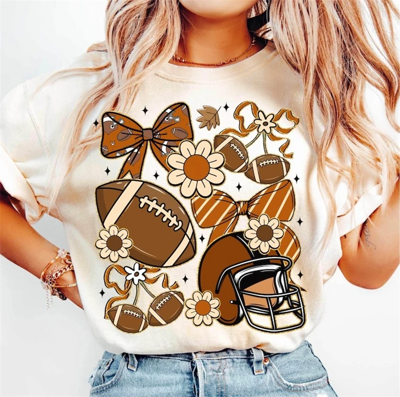 

2025 Halloween Women's Baseball Club Printed T-Shirt Cartoon Pattern New Thanksgiving Trend Casual Style 90s White T-Shirt