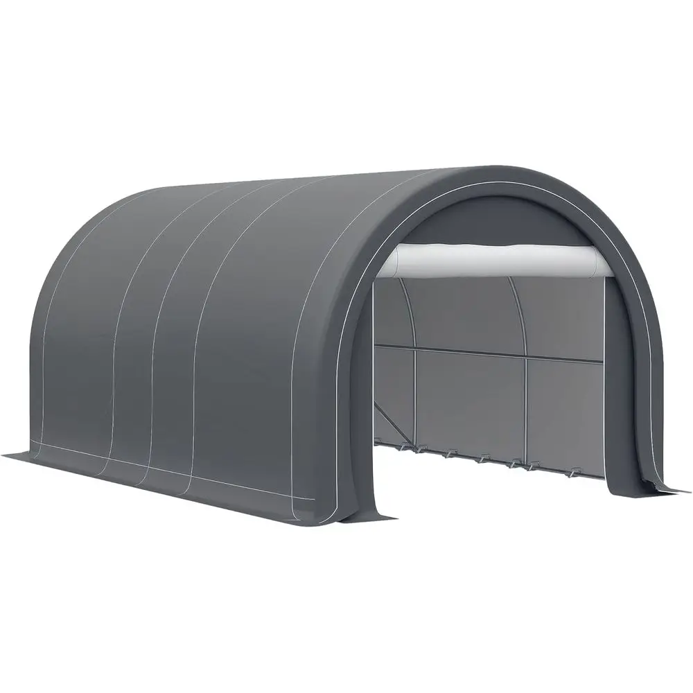 

Сверхмощная портативная палатка для хранения в гараже 10 x 16 футов с большими дверцами на молнии, анти-УФ-полиэтиленовый навес для автомобиля, грузовика, лодки, мотоцикла