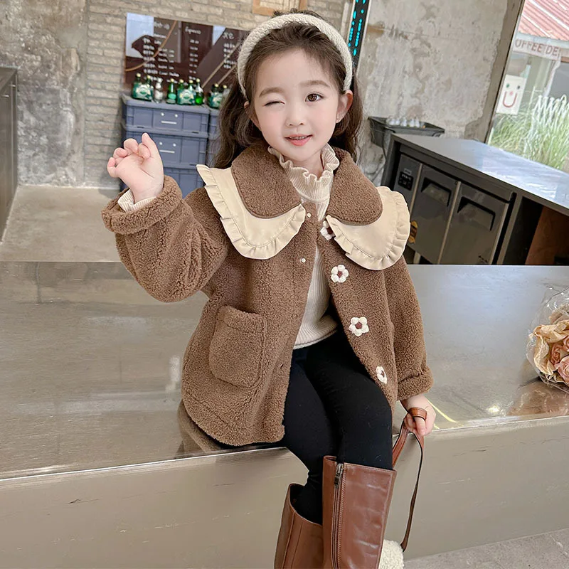 

Girls Coat Jacket Winter Cotton Windbreak 2023 Flowers Warm Thicken Teenagers High Quality Children's Clothing