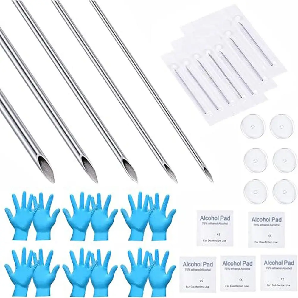 28Pcs Set Disposable Piercing Needles Stainless Steel Body Piercings Tool Ear Nose Lip Tattoo Body Piercing Puncture Needle