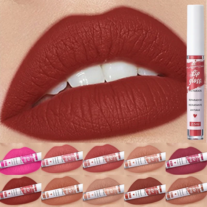 Rosaroter, mattierter, flüssiger Lippenstift, wasserfest, langlebig, feuchtigkeitsspendend, langlebiger Lippenstift, nicht klebender Lipgloss, koreanisches Make-up – Detail 5