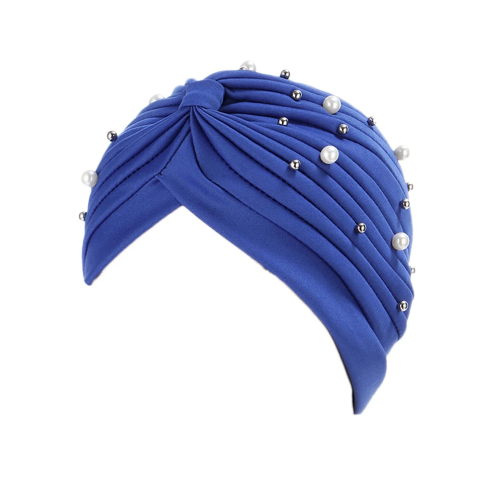 Fashion Women Beaded Plaeted Turban Bonnet Soild Color Turban Hat Inner Hijab Chemo Cap Headwrap Headscarf India Hijabs Bandanas