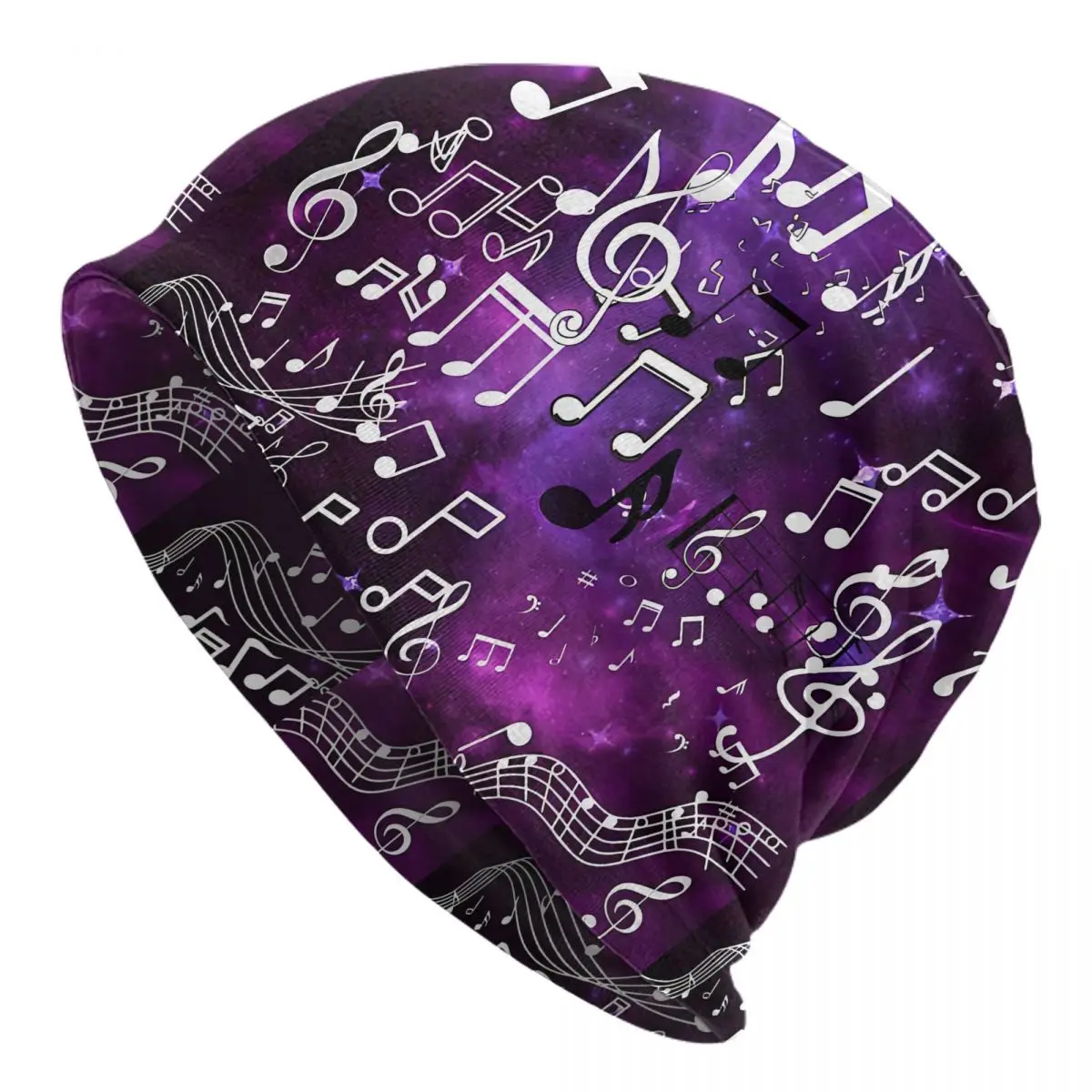 Purple Glow Music Notes Unisex Bonnet Thin Hiking Double Layer Hats For Men Women