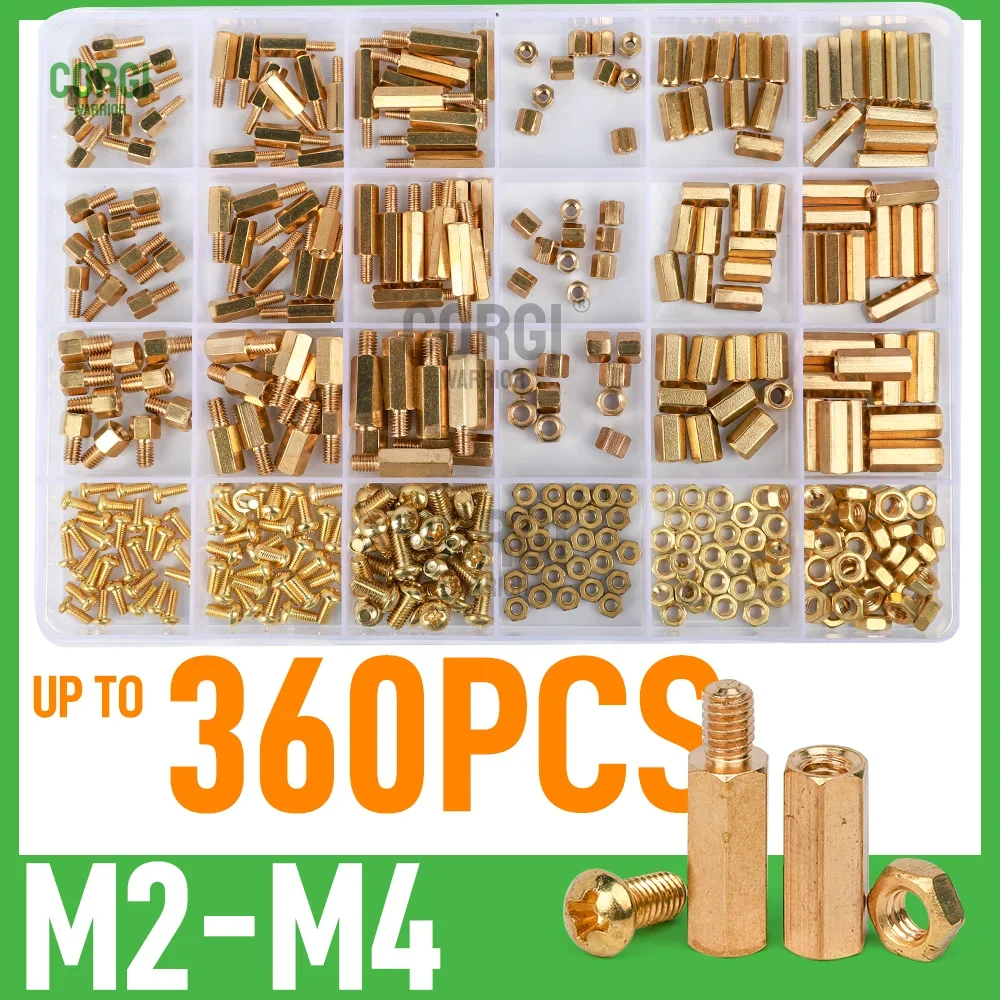 Macho e Fêmea Espaçadores de Latão Hex Sortimento Set, Placa-Mãe, Parafusos Standoff, Kit Porcas, M2, M2.5, M3, M4, 120-360