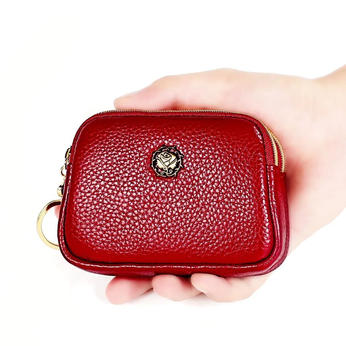 

Fashion Women Coin Purse Small Genuine Leather Double Zipper Wallet Bag Cowhide Simple Double Zipper Cute Coin Purse Monedero