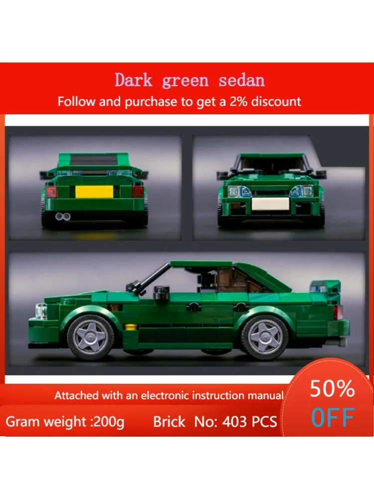 Bouwsteenmodelauto 403-onderdelen City Speed MOC Sedan Speelgoed voor jongens Volwassenen Kinderen Kerstcadeau Constructie Creatief spelen - afbeelding 2