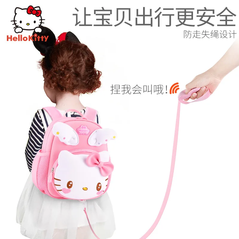 Sanurgente-Cartable étudiant Hello Kitty pour enfants, sac à dos de grande capacité, coussin initié, dessin animé léger, mignon, nouveau