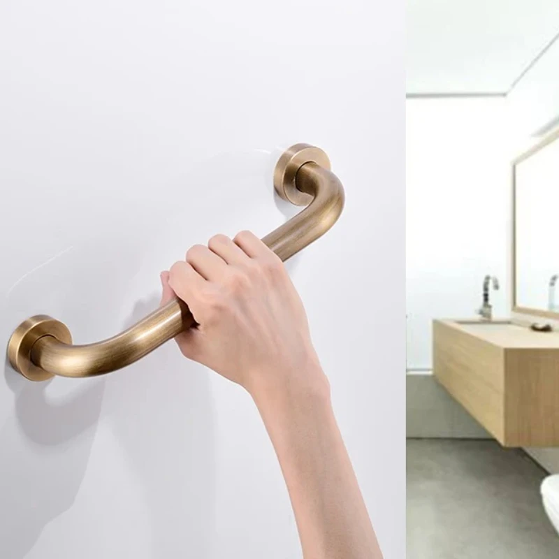 

Bathroom Safe Grab Bar 30/40/50CM Antqiue Bronze Brass Toilet Handrail Grab Bar Shower Safety Support Handle EL89