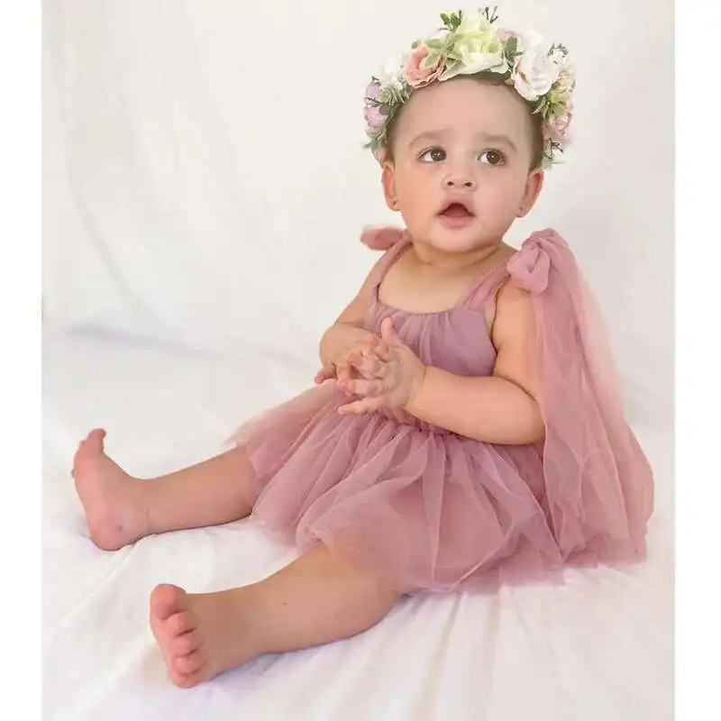 

Summer Baby Girls Party Dress Clothes Lace Bodysuits & One-pieces Baby Photograph Clothing