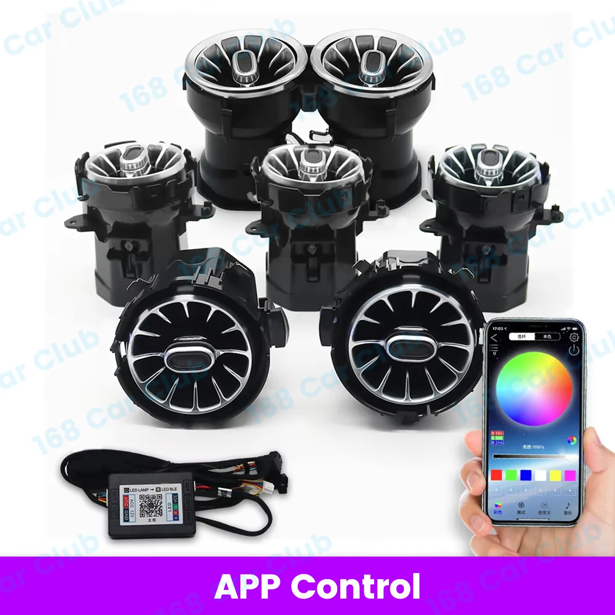 NONE LED Vent 256 Farben APP Controls Für Mercedes Benz W205 W213 X253 W177 W118 W117 W176 X156 W222 RGB Turbo Air Outlet Düse Lampe 3