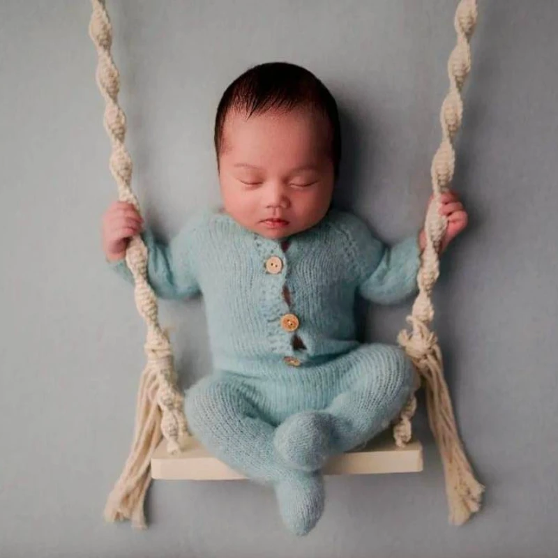 Newborn Swing Chair Photography Accessories Baby Kids Full Month Photo Props Wooden Babies Chairs Furniture