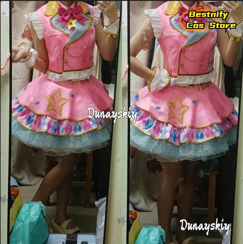 أزياء كوسبلاييدول نيجينو يوم التأثيرية فستان الأميرة لوليتا الوردي زي المسرح أنيمي نيجينو يومي شعر مستعار لعب الأدوار بدلات الأحذية